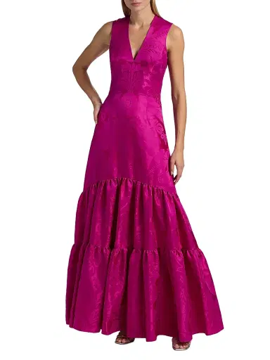 SACHIN & BABI Women's Cella Floral Damask A-Line Gown | Thumbnail 3