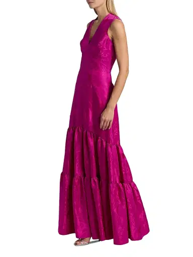 SACHIN & BABI Women's Cella Floral Damask A-Line Gown - Pink Sapphire Damask - Size 12 | Thumbnail 4