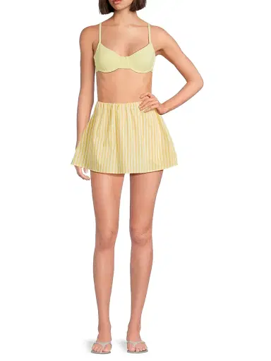Solid & Striped Women's The Brinley Poplin Miniskirt - Lemon Drop Brule - Size Medium | Thumbnail 2