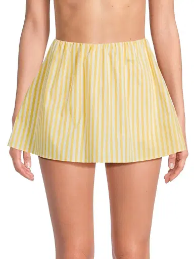 Solid & Striped Women's The Brinley Poplin Miniskirt - Lemon Drop Brule - Size Medium | Thumbnail 3