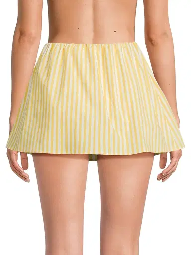 Solid & Striped Women's The Brinley Poplin Miniskirt - Lemon Drop Brule - Size Medium | Thumbnail 5