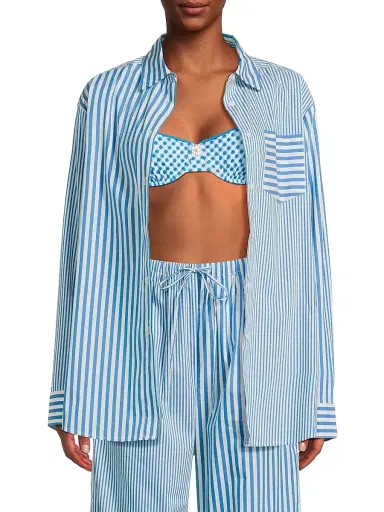 Solid & Striped Women's Avril Striped Poplin Shirt - Cosmic Blue - Size XS | Thumbnail 3 Solid & Striped Women's Avril Striped Poplin Shirt - Cosmic Blue - Size XS | Thumbnail 3