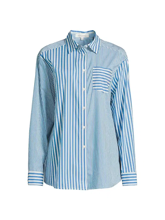 Solid & Striped Women's Avril Striped Poplin Shirt - Cosmic Blue
