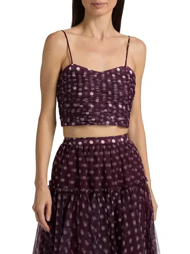 Cinq à Sept Women's Selly Camille Polka Dot Crop Top | Thumbnail 3
