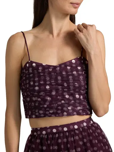 Cinq à Sept Women's Selly Camille Polka Dot Crop Top | Thumbnail 6