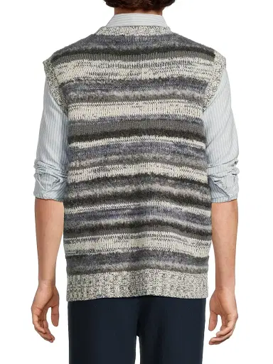 The Elder Statesman Men's Boucle Mix Stripe Sweater Vest | Thumbnail 5