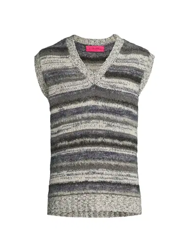 The Elder Statesman Men's Boucle Mix Stripe Sweater Vest | Thumbnail 1
