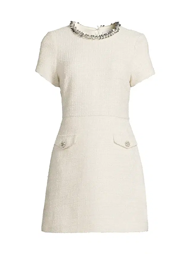 Likely Women's Drop 11 Daria Embellished-Trim Tweed Minidress - White