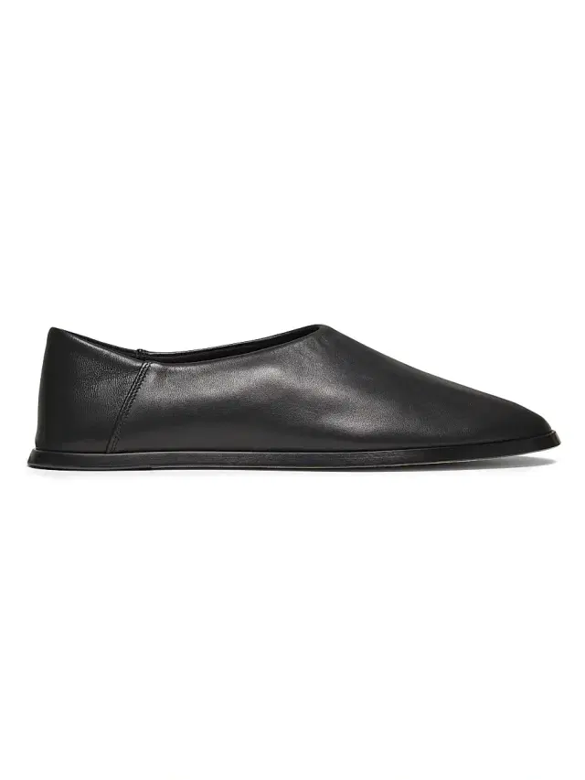Men's Leather Mule Loafers - Black