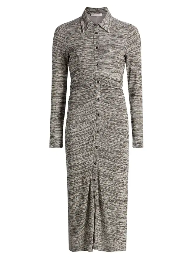 Ramy Brook Women's Rachelle Space-Dye Polo Midi-Dress - Black White Space Dye
