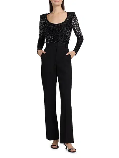 Ramy Brook Women's Lira Leopard-Print Velvet Top - Black Leopard Burnout - Size Medium | Thumbnail 2