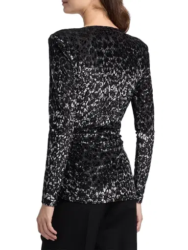 Ramy Brook Women's Lira Leopard-Print Velvet Top - Black Leopard Burnout - Size Medium | Thumbnail 5