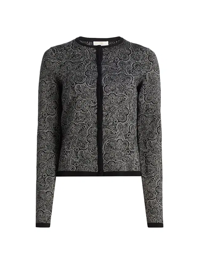 Ramy Brook Women's Tricia Metallic Jacquard Cardigan - Platinum Jacquard