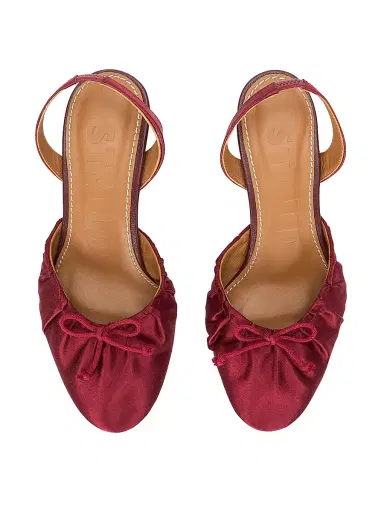 Staud Women's Alba 45MM Satin Slingback Pumps - Oxblood - Size 10.5 | Thumbnail 4
