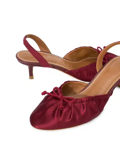 Staud Women's Alba 45MM Satin Slingback Pumps - Oxblood - Size 10.5 | Thumbnail 5