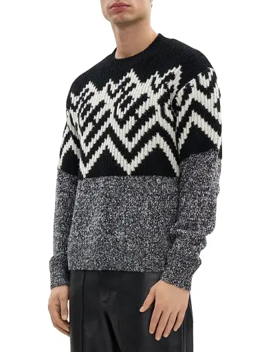 Helmut Lang Men's Fair Isle-Inspired Crewneck Sweater | Thumbnail 3