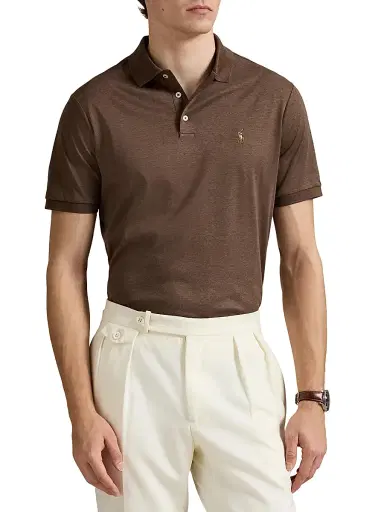 Polo Ralph Lauren Men's Cotton Polo Shirt - Nutmeg Brown Heather | Thumbnail 3 Polo Ralph Lauren Men's Cotton Polo Shirt - Nutmeg Brown Heather | Thumbnail 3