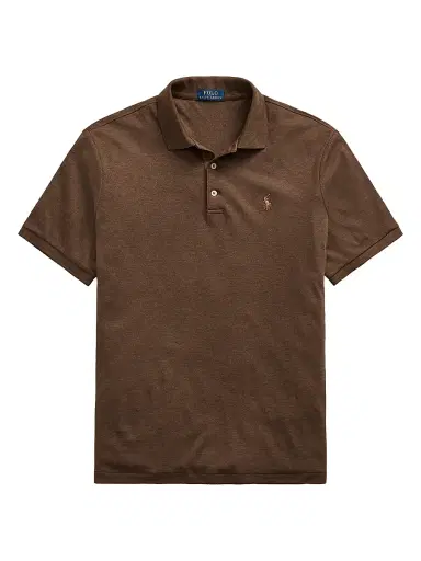 Polo Ralph Lauren Men's Cotton Polo Shirt - Nutmeg Brown Heather | Thumbnail 1 Polo Ralph Lauren Men's Cotton Polo Shirt - Nutmeg Brown Heather | Thumbnail 1