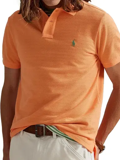 Polo Ralph Lauren Men's Basic Mesh Cotton Polo Shirt - Pompano Orange - Size XS | Thumbnail 5