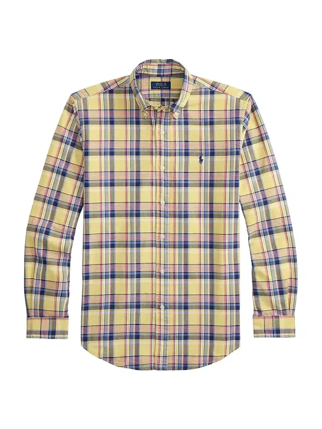Men's Classic Plaid Cotton Oxford Shirt - Yellow Pink Multi