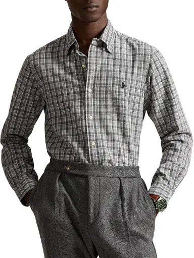 Polo Ralph Lauren Men's Brushed Cotton Oxford Shirt - Grey Heather Multi | Thumbnail 3 Polo Ralph Lauren Men's Brushed Cotton Oxford Shirt - Grey Heather Multi | Thumbnail 3