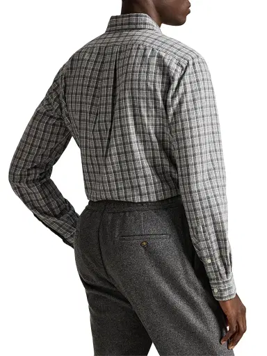 Polo Ralph Lauren Men's Brushed Cotton Oxford Shirt - Grey Heather Multi | Thumbnail 4 Polo Ralph Lauren Men's Brushed Cotton Oxford Shirt - Grey Heather Multi | Thumbnail 4