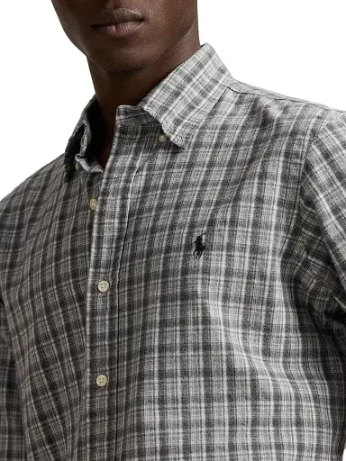 Polo Ralph Lauren Men's Brushed Cotton Oxford Shirt - Grey Heather Multi | Thumbnail 5 Polo Ralph Lauren Men's Brushed Cotton Oxford Shirt - Grey Heather Multi | Thumbnail 5