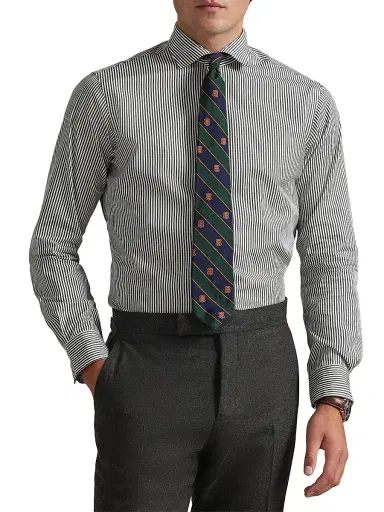 Polo Ralph Lauren Men's Striped Cotton Poplin Shirt - Dark Metal | Thumbnail 3 Polo Ralph Lauren Men's Striped Cotton Poplin Shirt - Dark Metal | Thumbnail 3