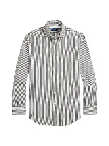 Polo Ralph Lauren Men's Striped Cotton Poplin Shirt - Dark Metal | Thumbnail 1 Polo Ralph Lauren Men's Striped Cotton Poplin Shirt - Dark Metal | Thumbnail 1