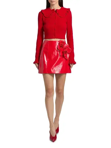 Aknvas Women's Liva Rose-Appliqué Faux-Leather Miniskirt | Thumbnail 2 Aknvas Women's Liva Rose-Appliqué Faux-Leather Miniskirt | Thumbnail 2