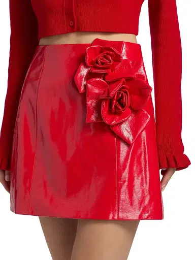 Aknvas Women's Liva Rose-Appliqué Faux-Leather Miniskirt | Thumbnail 6 Aknvas Women's Liva Rose-Appliqué Faux-Leather Miniskirt | Thumbnail 6