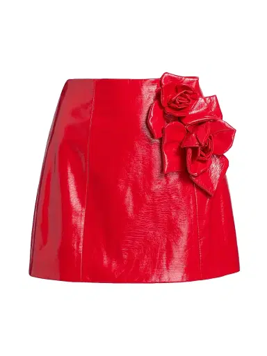 Aknvas Women's Liva Rose-Appliqué Faux-Leather Miniskirt | Thumbnail 1 Aknvas Women's Liva Rose-Appliqué Faux-Leather Miniskirt | Thumbnail 1
