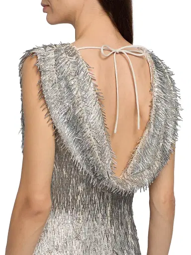 Aknvas Women's Eline Sequined Wrap Minidress - Silver - Size 6 | Thumbnail 6