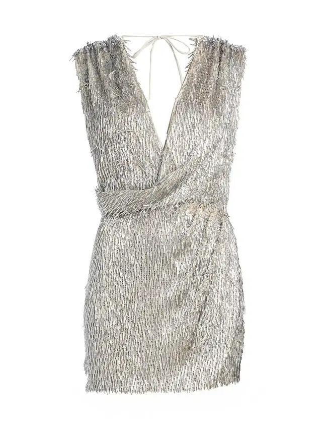 AKNVAS Women's Eline Sequined Wrap Minidress - Silver