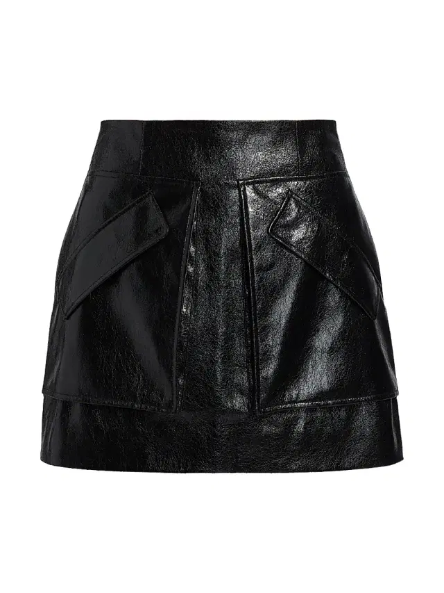 Women's Cherry Metallic Faux-Leather A-Line Miniskirt - Black