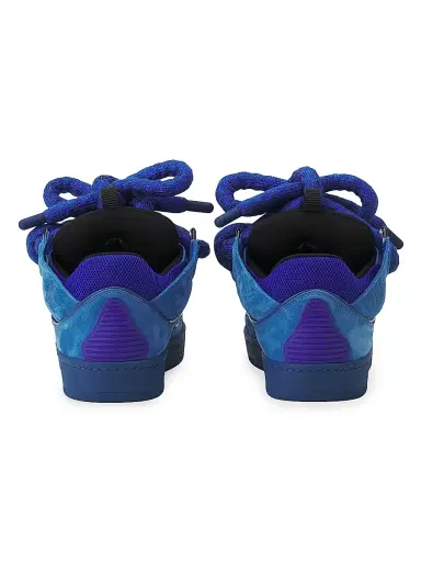Lanvin Men's Curb Sneakers in Leather with Snake Laces - Blue Black | Thumbnail 3 Lanvin Men's Curb Sneakers in Leather with Snake Laces - Blue Black | Thumbnail 3