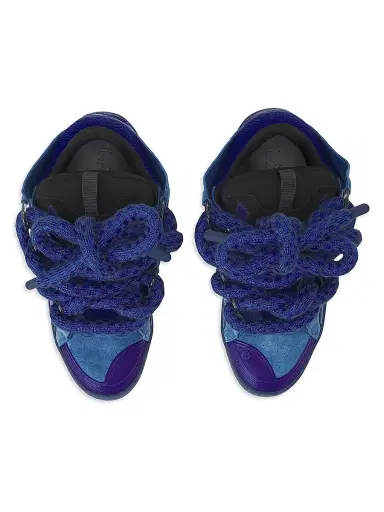 Lanvin Men's Curb Sneakers in Leather with Snake Laces - Blue Black | Thumbnail 4 Lanvin Men's Curb Sneakers in Leather with Snake Laces - Blue Black | Thumbnail 4