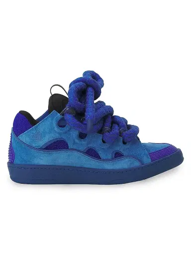 Lanvin Men's Curb Sneakers in Leather with Snake Laces - Blue Black | Thumbnail 1 Lanvin Men's Curb Sneakers in Leather with Snake Laces - Blue Black | Thumbnail 1