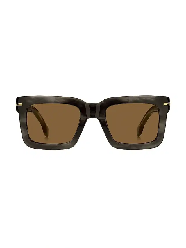 Men's 51MM Acetate Rectangular Sunglasses - Grey Havana Brown Men's 51MM Acetate Rectangular Sunglasses - Grey Havana Brown