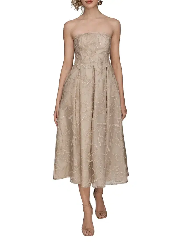 Donna Karan New York Women's Sequined Floral Strapless Midi-Dress - Vellum Multi