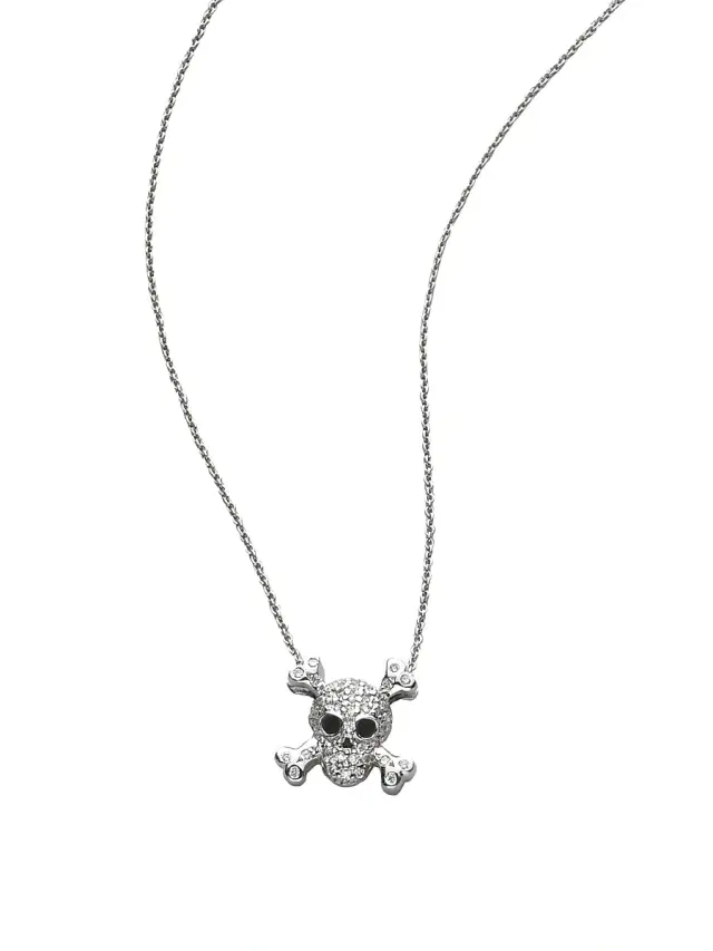 Women's Tiny Treasures Diamond & 18K White Gold Skull Pendant Necklace - White Gold