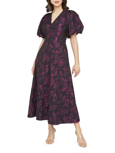 Kay Unger Women's Grace Floral Jacquard Fit & Flare Midi-Dress - Twilight | Thumbnail 3 Kay Unger Women's Grace Floral Jacquard Fit & Flare Midi-Dress - Twilight | Thumbnail 3