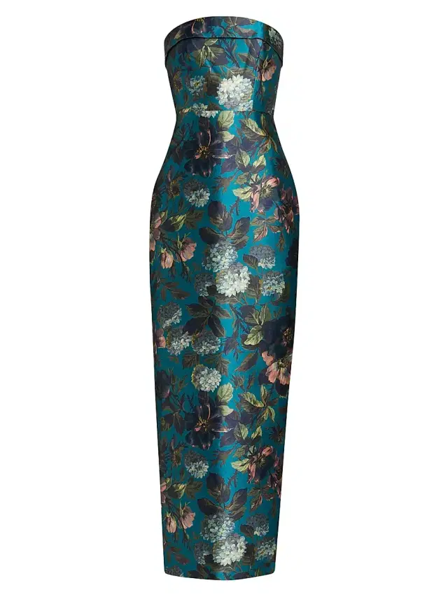 Theia Women's Cleo Strapless Column Gown - Gilded Hydrangea