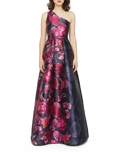 Kay Unger Women's Dianna Floral Mikado One-Shoulder Gown - Twilight Multi | Thumbnail 2