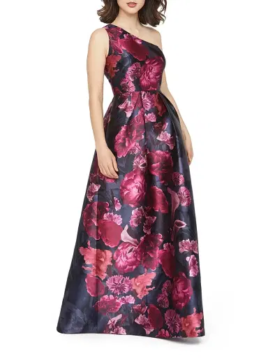 Kay Unger Women's Dianna Floral Mikado One-Shoulder Gown - Twilight Multi | Thumbnail 3
