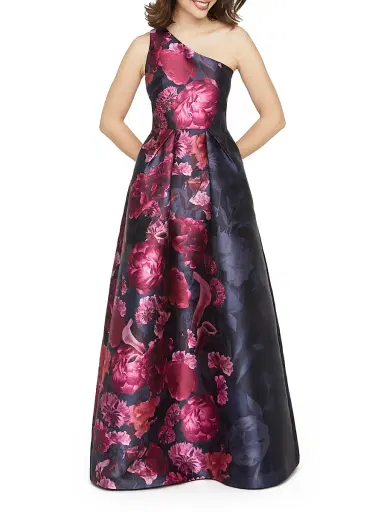 Kay Unger Women's Dianna Floral Mikado One-Shoulder Gown - Twilight Multi | Thumbnail 5