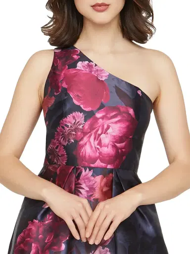 Kay Unger Women's Dianna Floral Mikado One-Shoulder Gown - Twilight Multi | Thumbnail 6