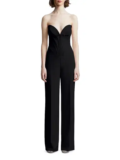 BCBGMAXAZRIA Women's Electra Strapless Bustier Jumpsuit - Black - Size 10 | Thumbnail 2
