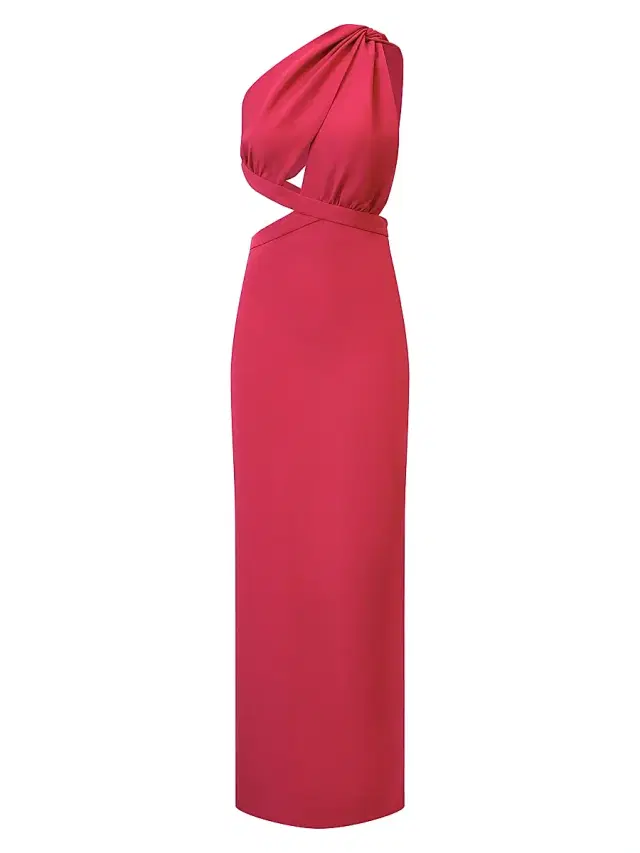 BCBGMAXAZRIA Women's Selene One-Shoulder Cut Out Gown - Granita