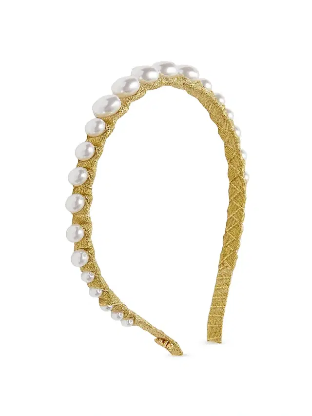 Lele Sadoughi Women's Graduated Imitation Pearl Headband - Gold